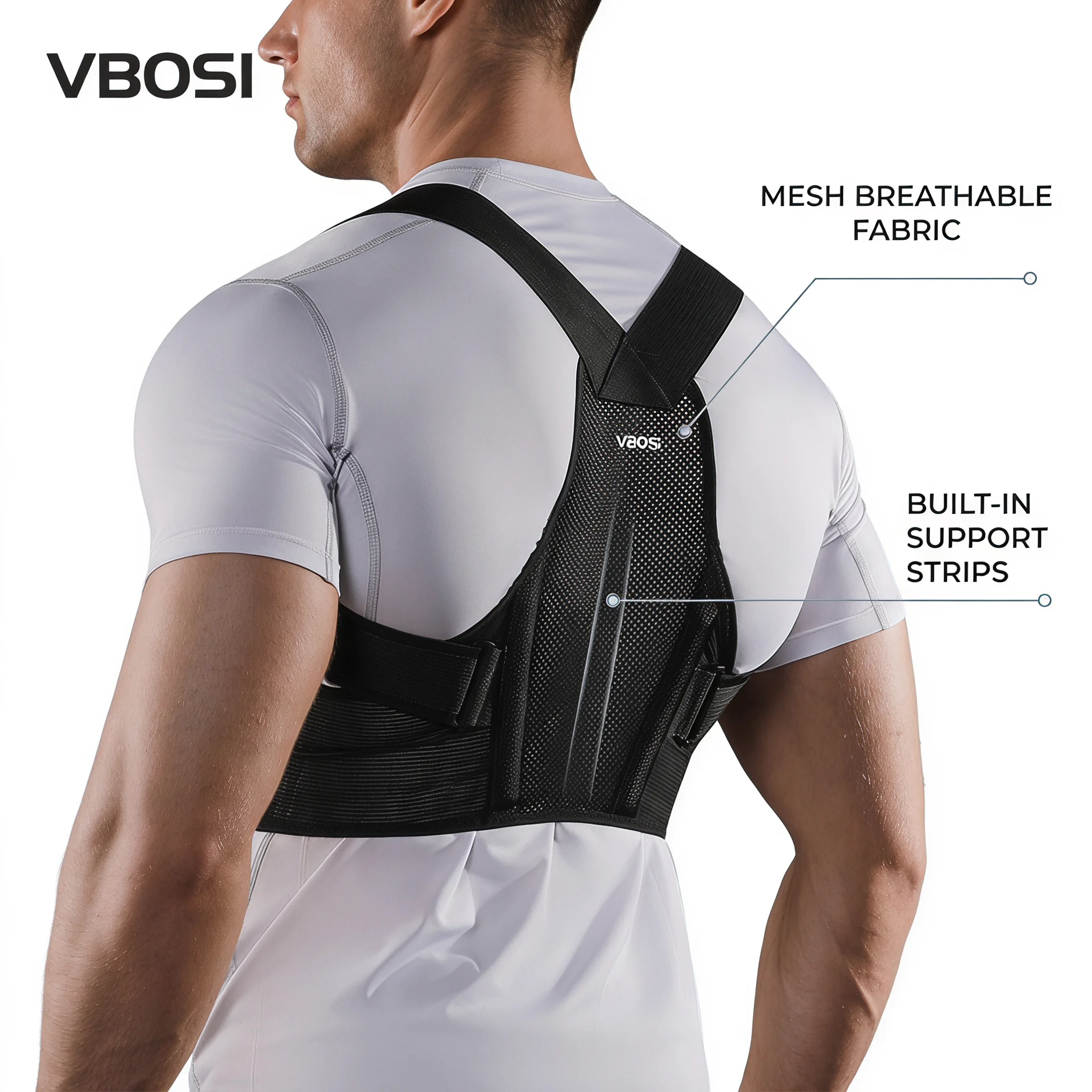 Posture Corrector Back - VBOSI Verstelbare Houding Corrector Ademend Mesh